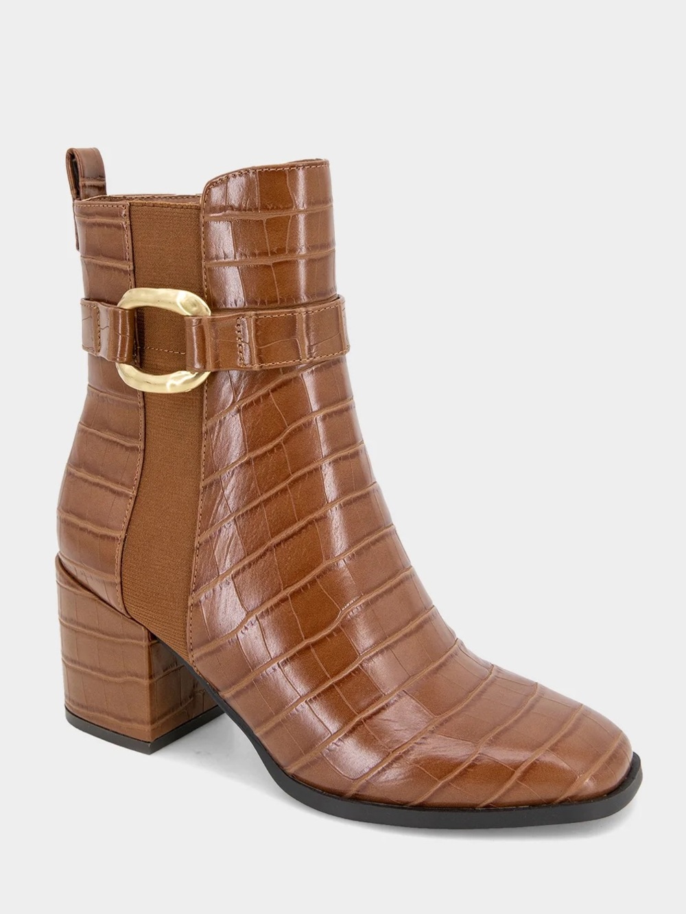 ♥️♥️ Kenneth Cole Reaction Women's Emerson Block Heel Boots - Luggage/Croc 7.5 M